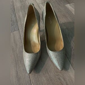Michael Kors Glitter Pointed-Toe Pumps in Silver